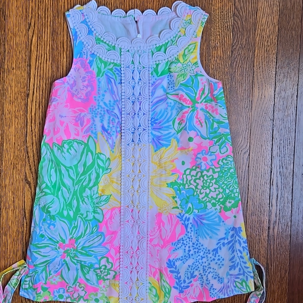 Lilly Pulitzer Girls Floral Shift Dress in Pink, Green, Yellow, Blue